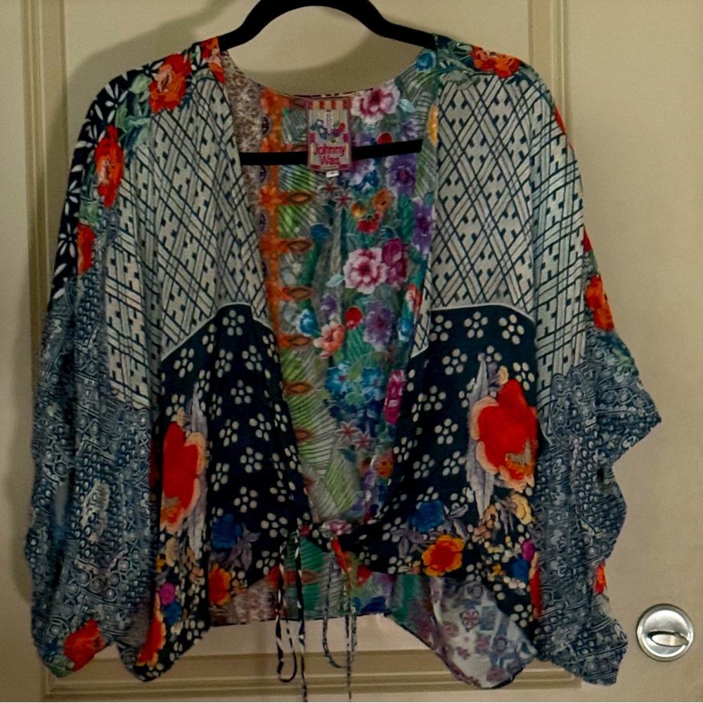 Johnny Was Colorful Floral Kimono Cardigan